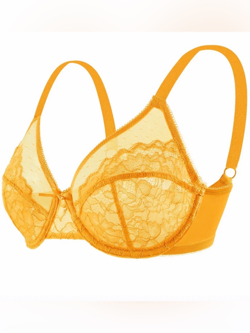 HSIA Enchante Lace Unlined Underwire Bra - 40DDD - Cadmium Yellow